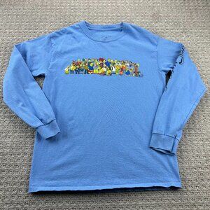 The Simpsons T-Shirt Men Size Medium Blue Long Sleeve Graphic Tee All Characters